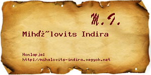 Mihálovits Indira névjegykártya